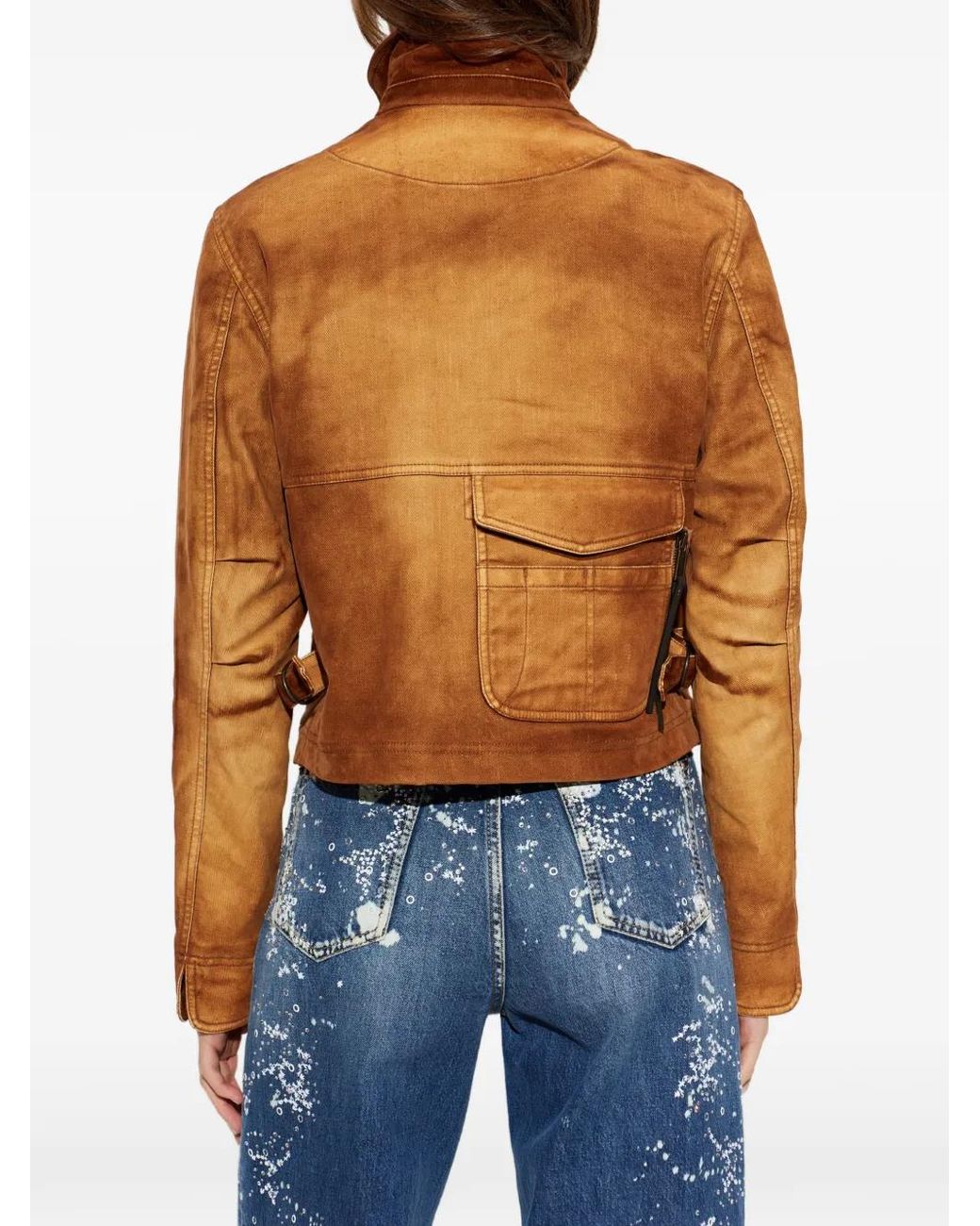 DSquared² Brown High-Neck Denim Jacket