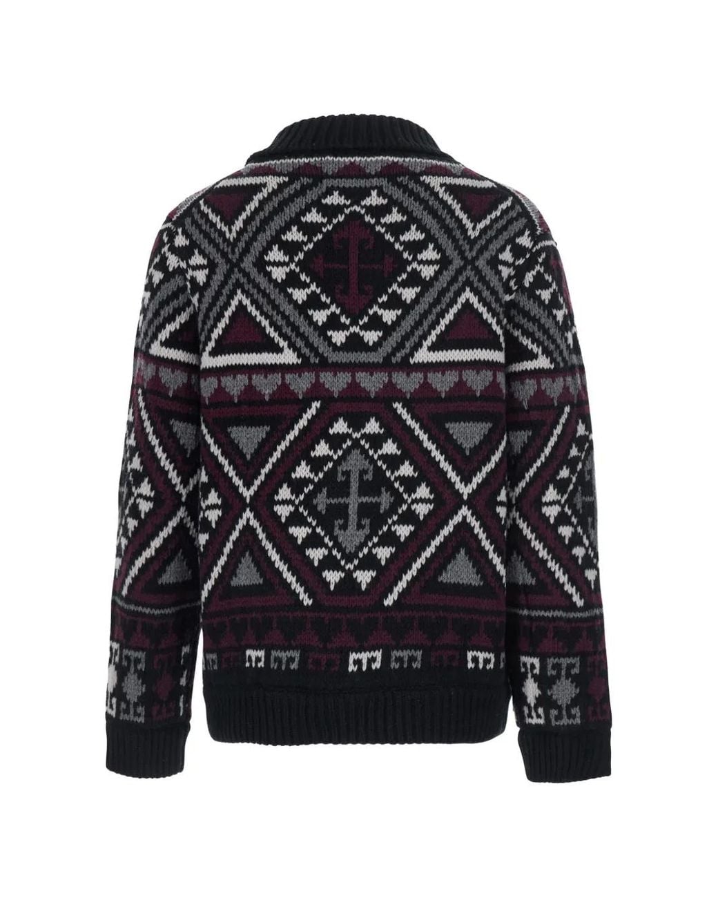 Roberto Collina Black Geometric-Pattern Zip-Up Cardigan for men