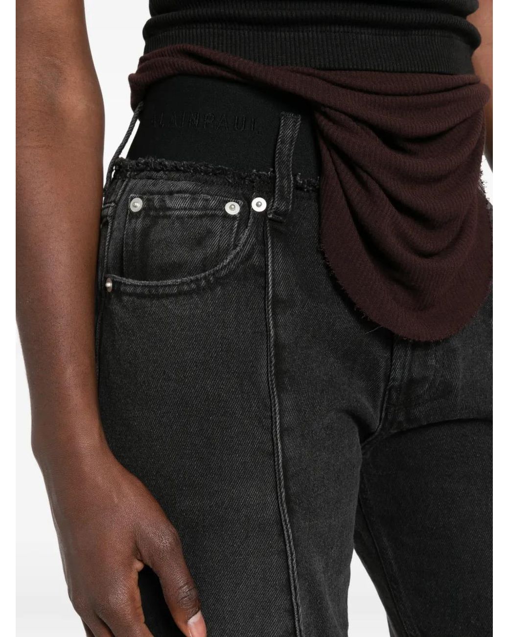 ALAINPAUL Black Elasticated-Waist Jeans