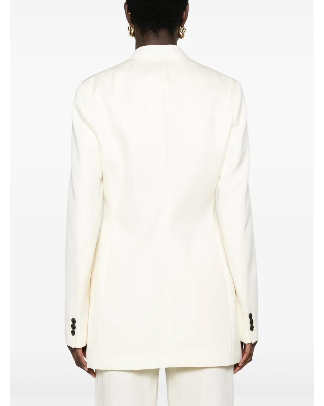 Jil Sander Natural Single-Breasted Wool Blazer