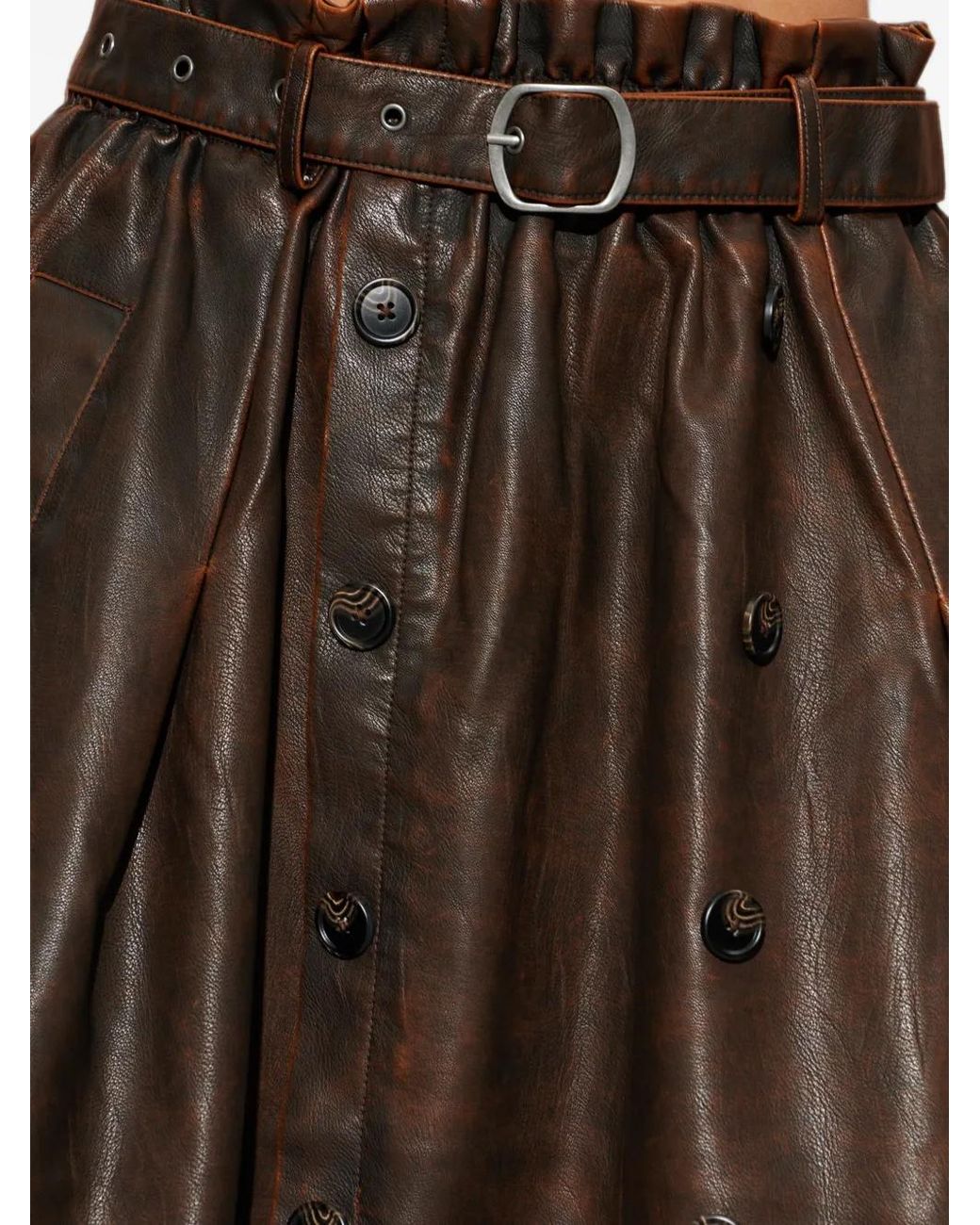 Baum und Pferdgarten Brown Saimi Belted Faux-Leather Maxi Skirt