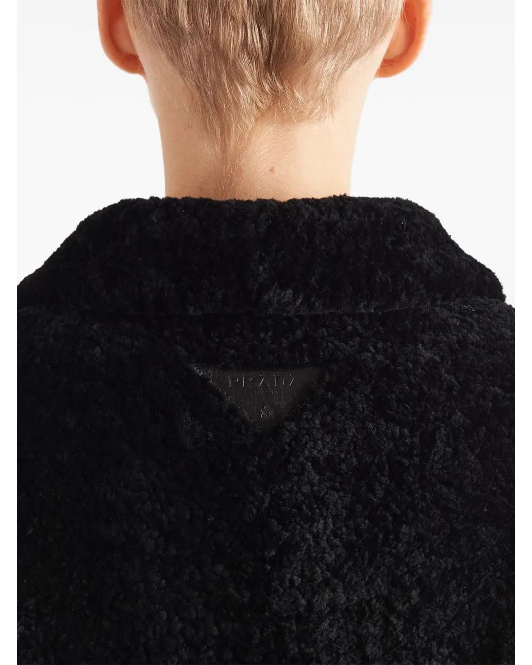 Prada Black Shearling Caban Jacket