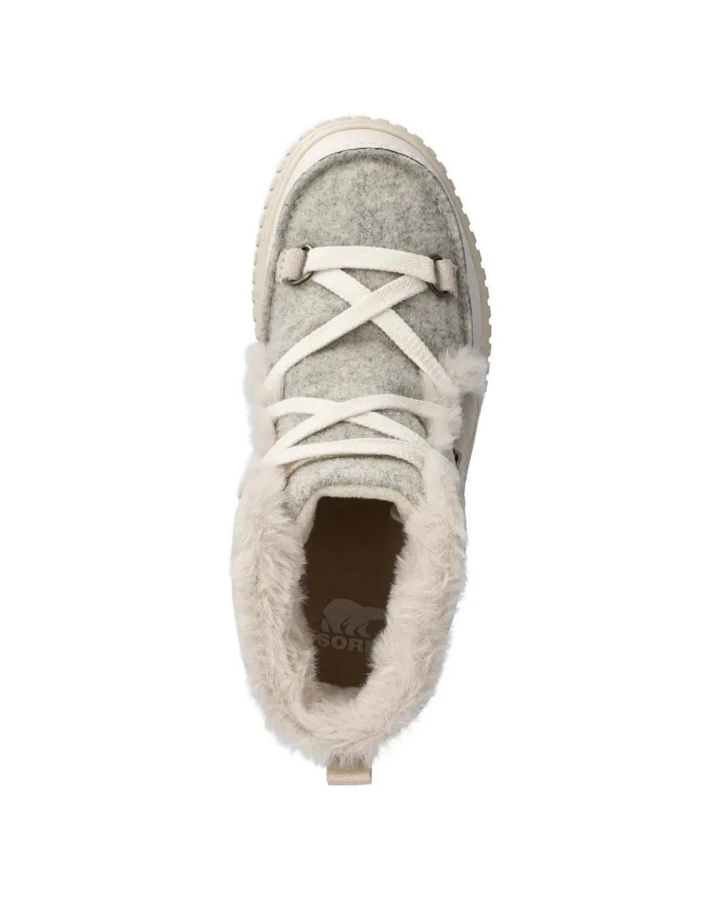 Sorel White Ona Ave Faux-Fur Trim Lace-Up Boots