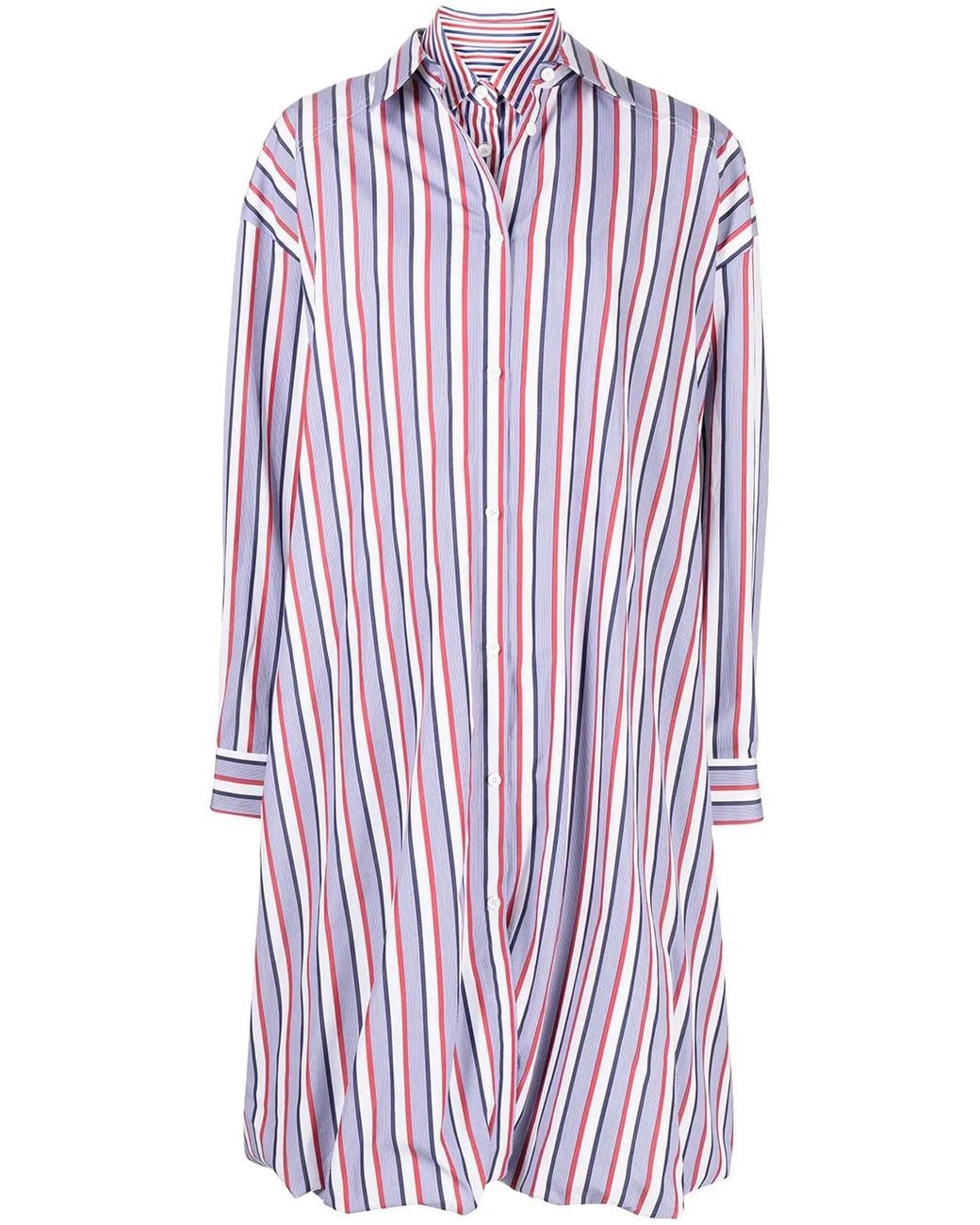 Juun.J Purple Stripe-Detail Shirt Dress