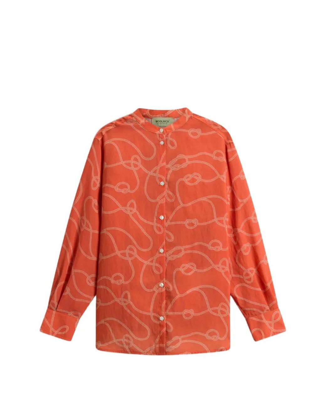 Woolrich Orange Rope-Print Band-Collar Shirt