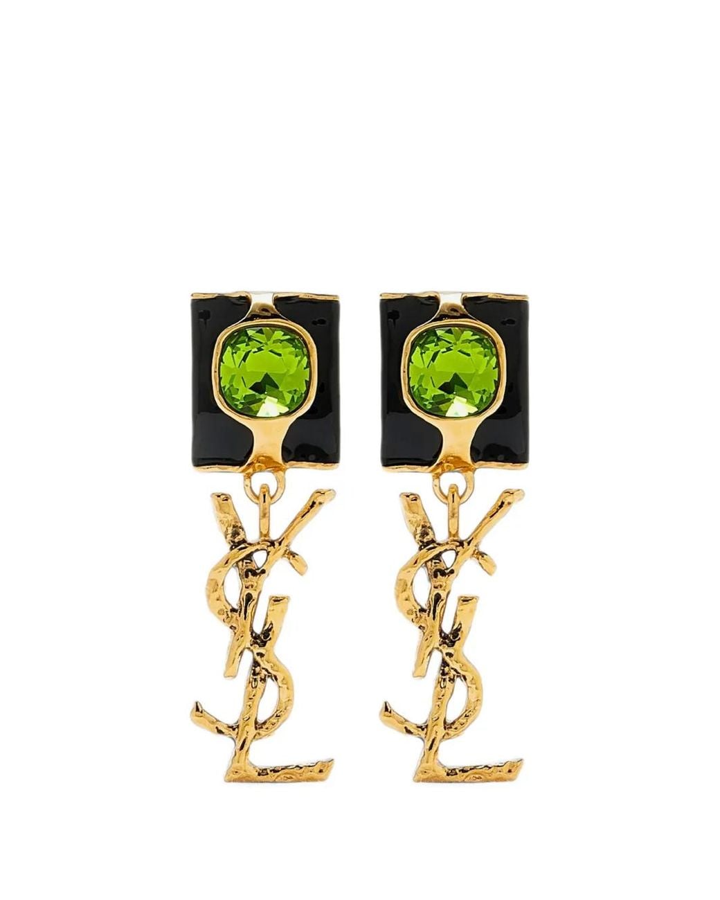 Saint Laurent Black Cassandre Enamel Drop Earrings