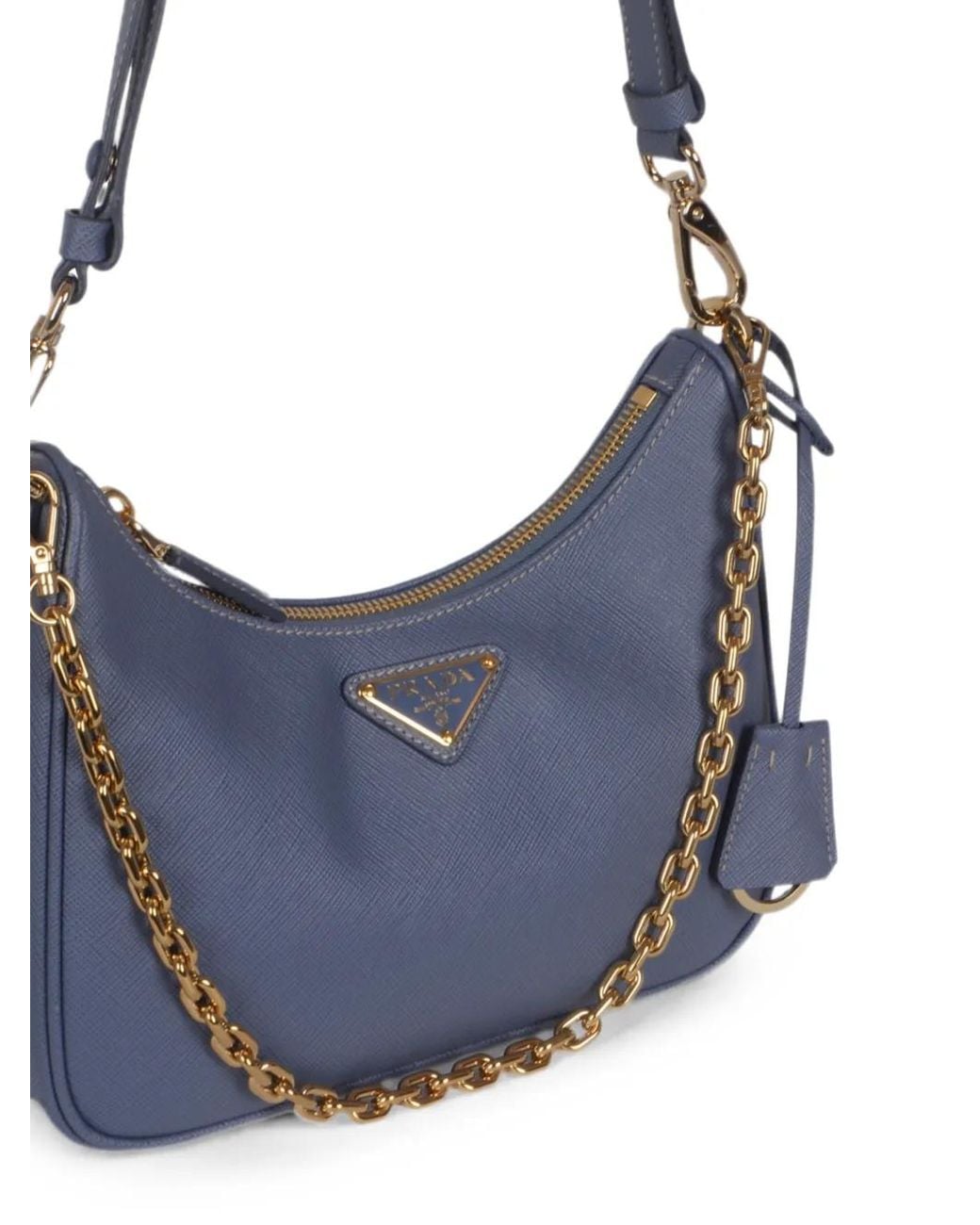 Prada Blue Saffiano Leather Chain Shoulder Bag