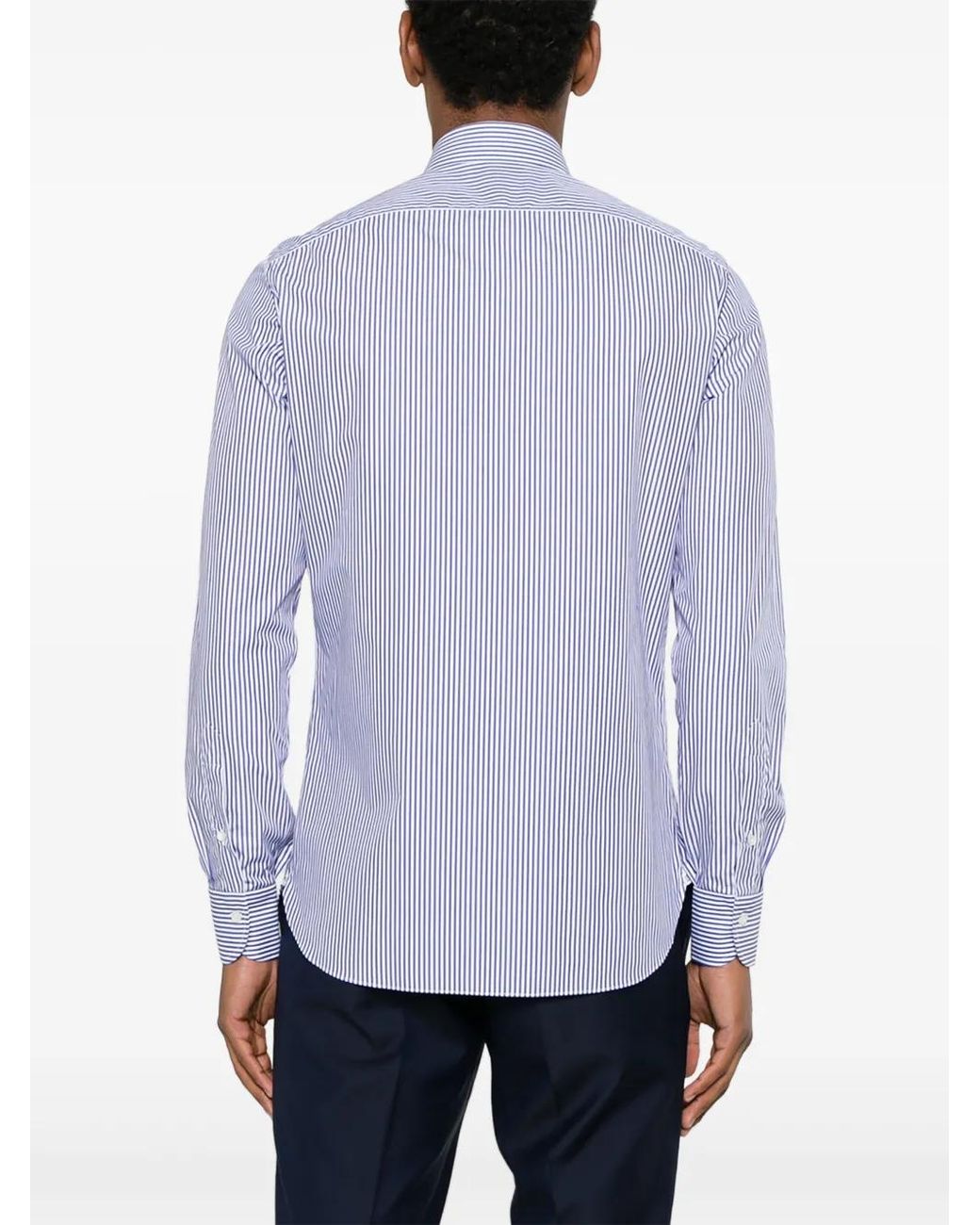 Camicia A Righe di Borriello in Purple da Uomo