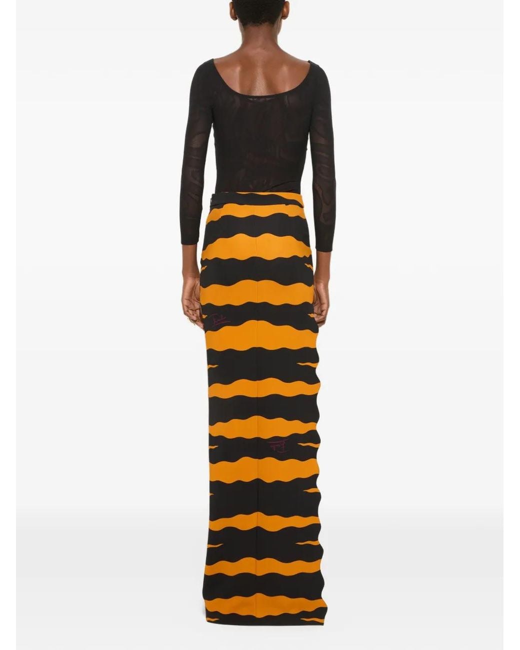 Emilio Pucci Orange Fiamme-Print Jersey Skirt