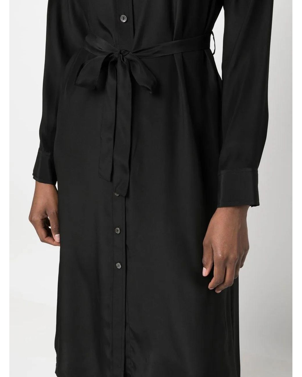 P.A.R.O.S.H. Black Belted Silk Shirt Dress