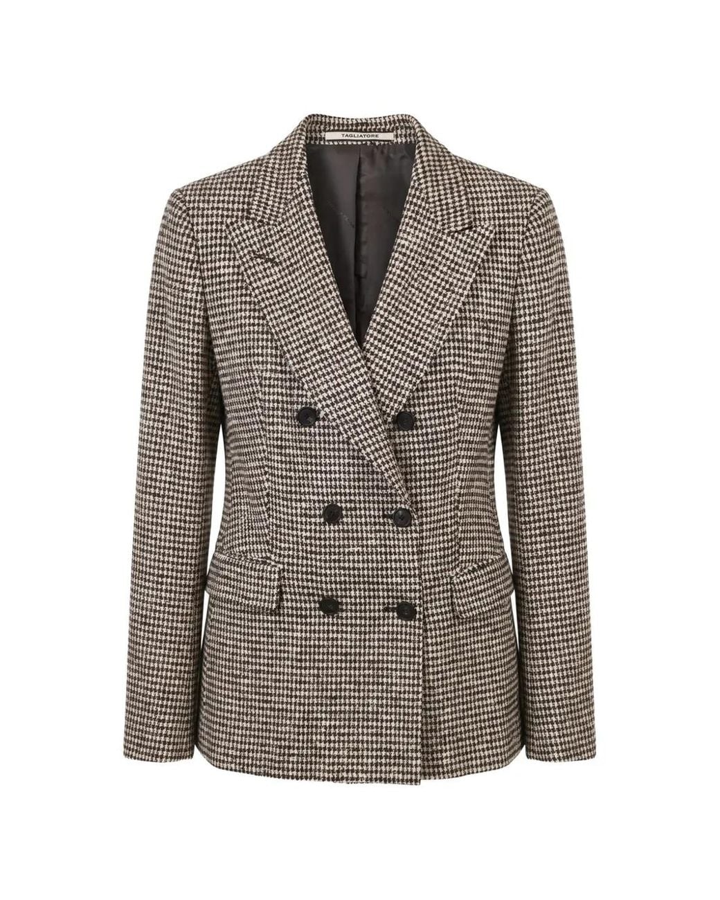 Tagliatore Gray Coreen Houndstooth Double-Breasted Blazer