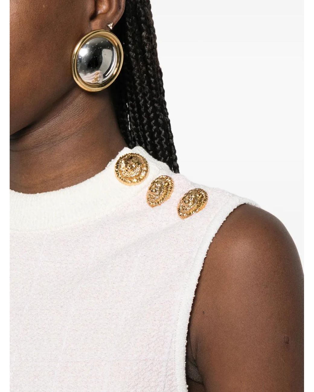 Top Corto De Tweed Con Botones Balmain de color Pink