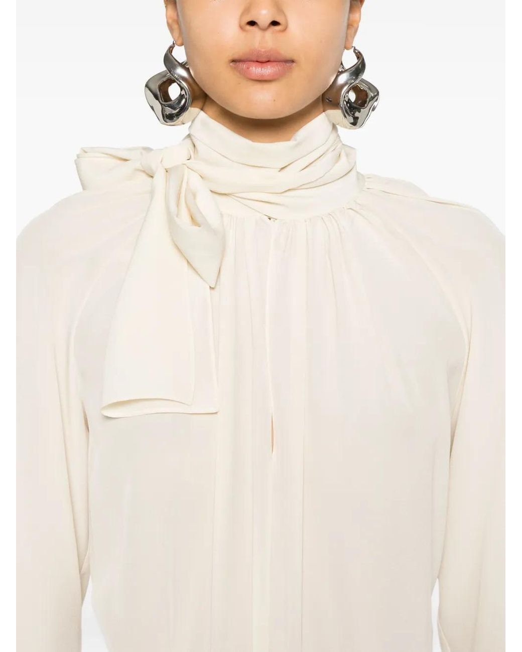 Blusa De Seda Con Lavalli Givenchy de color White