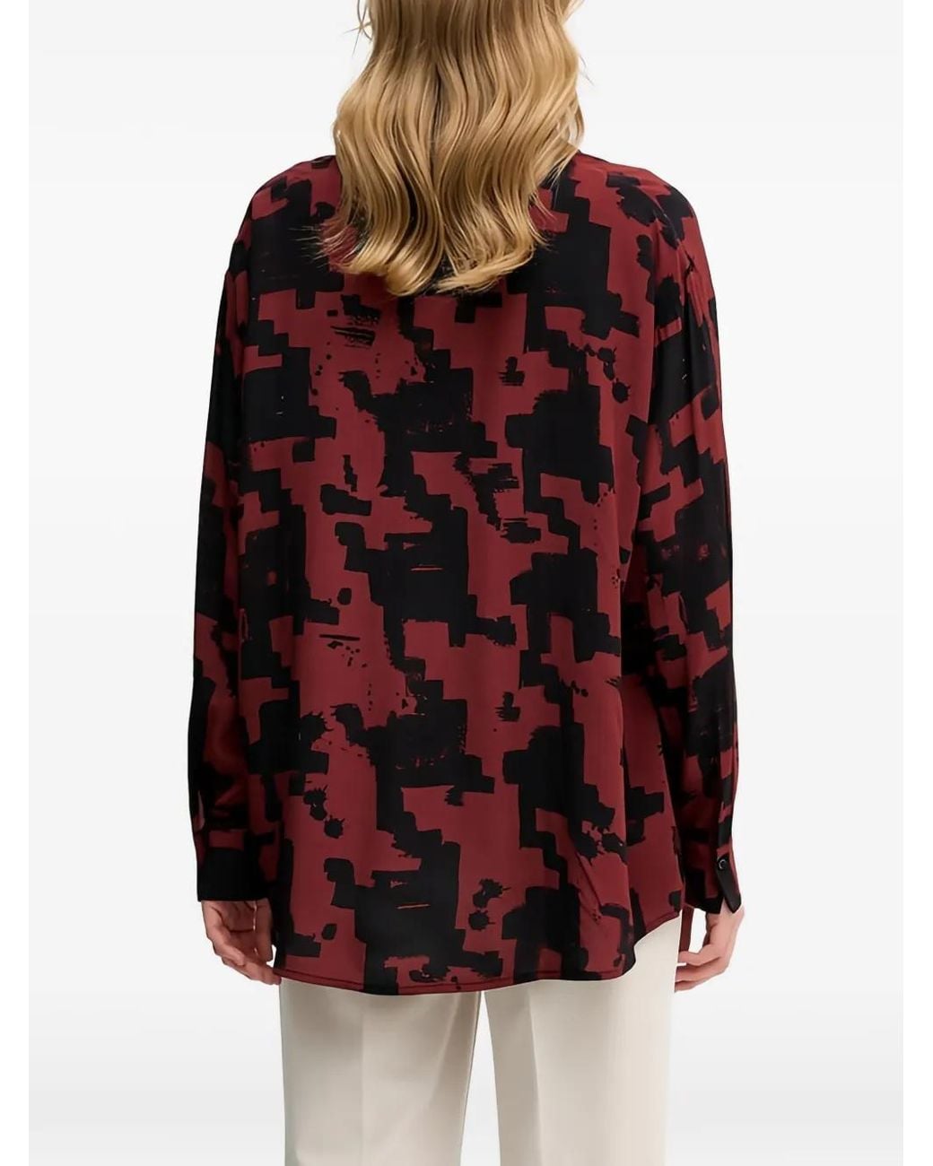 Sisley Red Geometric-Pattern Shirt
