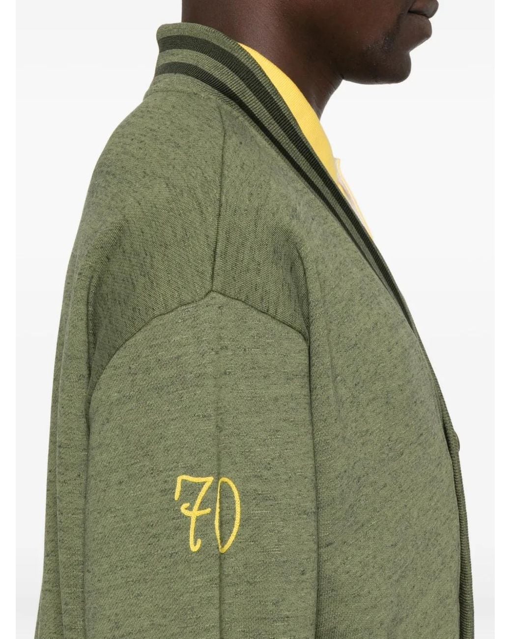 KENZO Green Paris Chainstitch-Embroidered V-Neck Cardigan for men