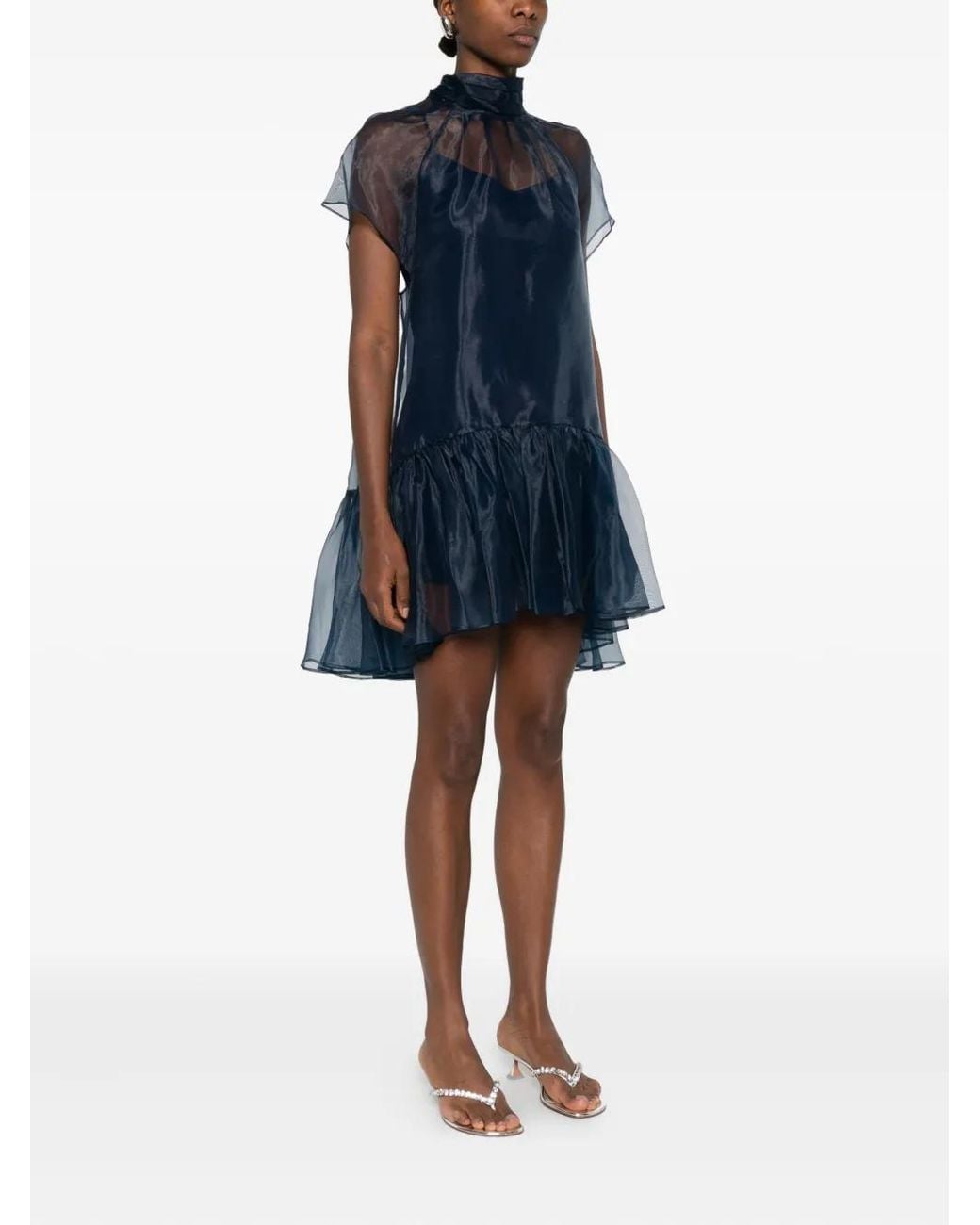 Jonathan Simkhai Blue Beaux Ruffled Mini Dress