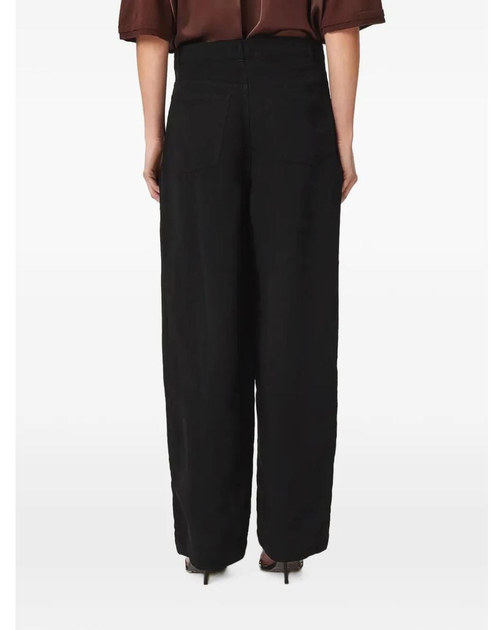 AllSaints Black Pleated Wide-Leg Trousers