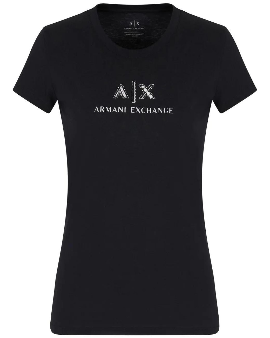 ARMANI EXCHANGE Black Logo-Embellished T-Shirt