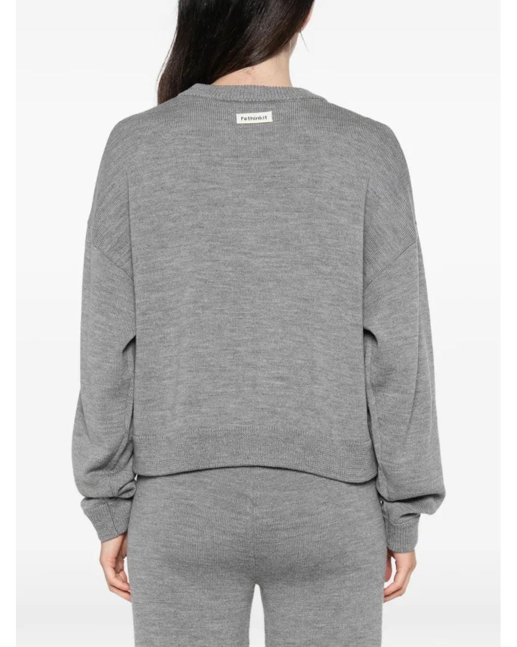 Rethinkit Studios Gray Logo-Intarsia Knitted Sweater