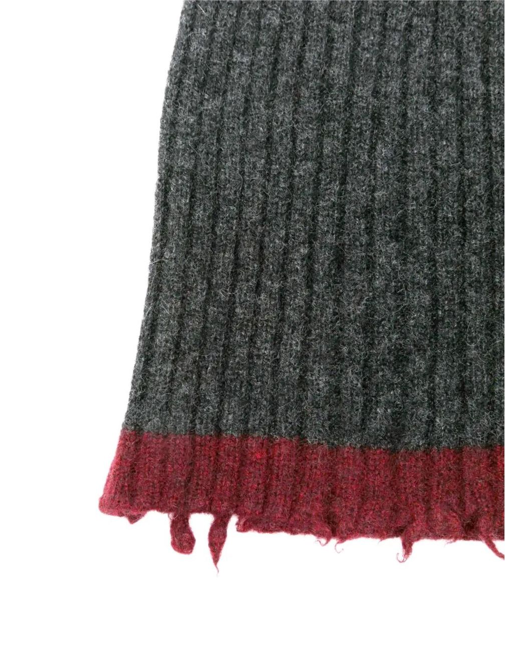 Uma Wang Brown Gerippte Beanie Im Distressed-Look