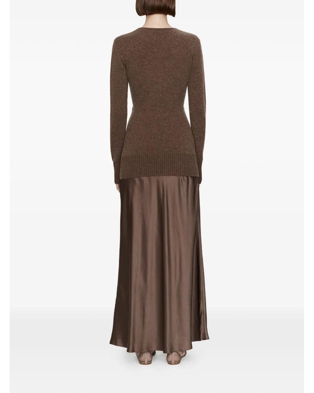 Christopher Esber Brown Orbit Ruched Monument Cut-Out Dress