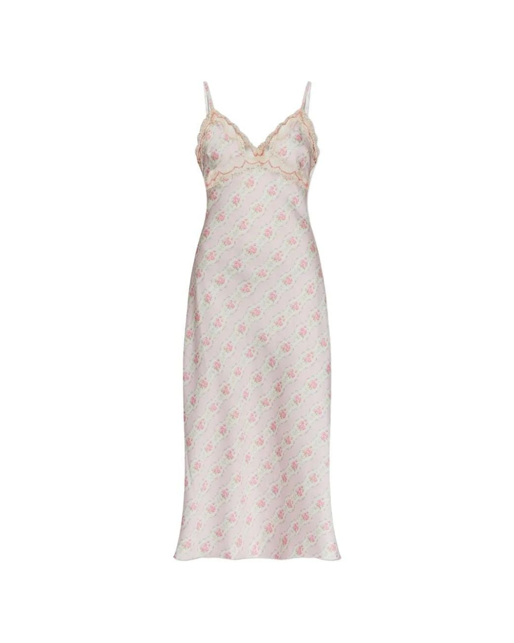 LoveShackFancy White Robe Mi-Longue Idris À Fleurs