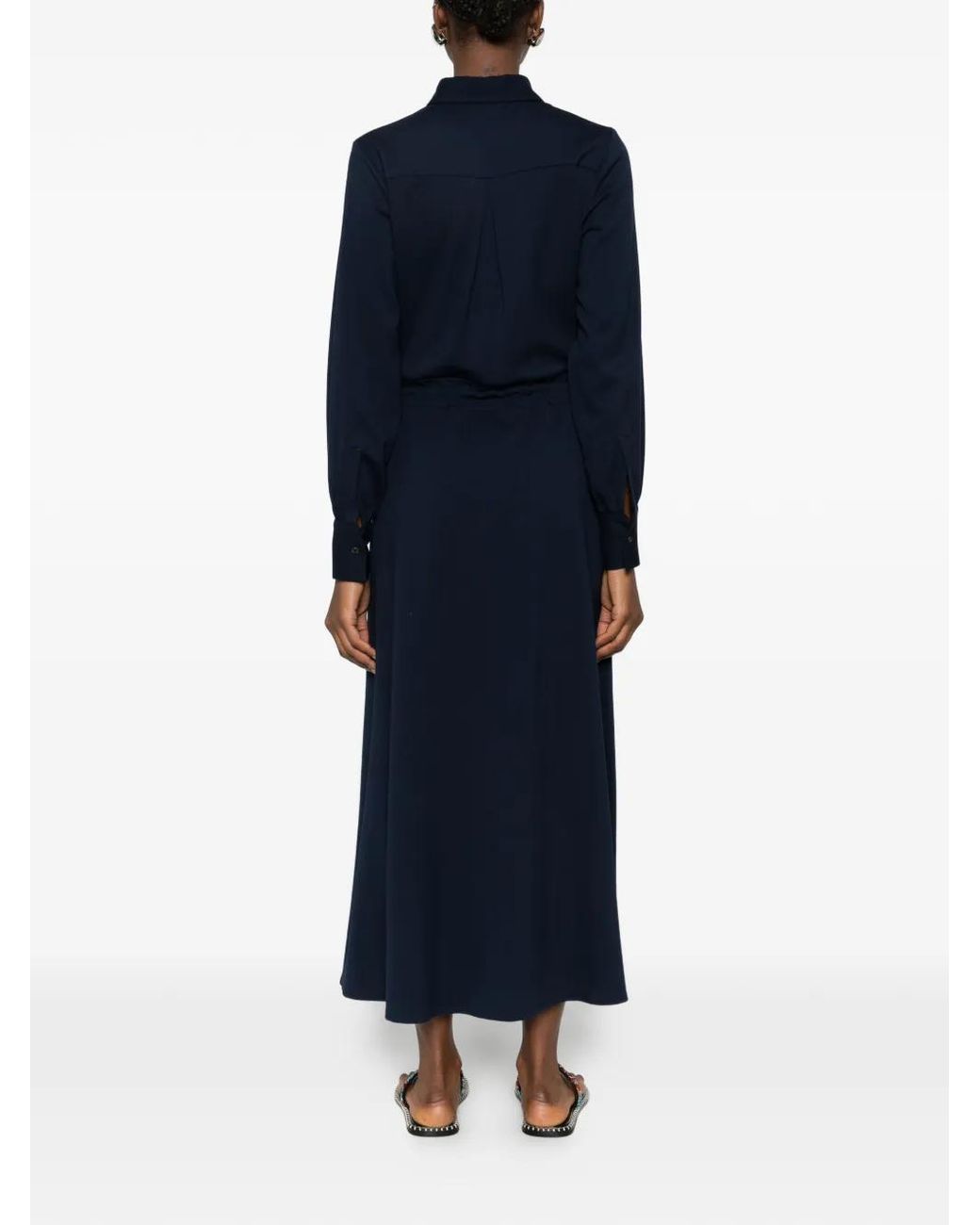 Kiton Blue Polo-Collar Maxi Dress