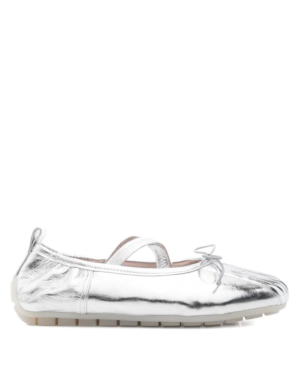 Simone Rocha White Cross-Strap Bow Ballet Flats