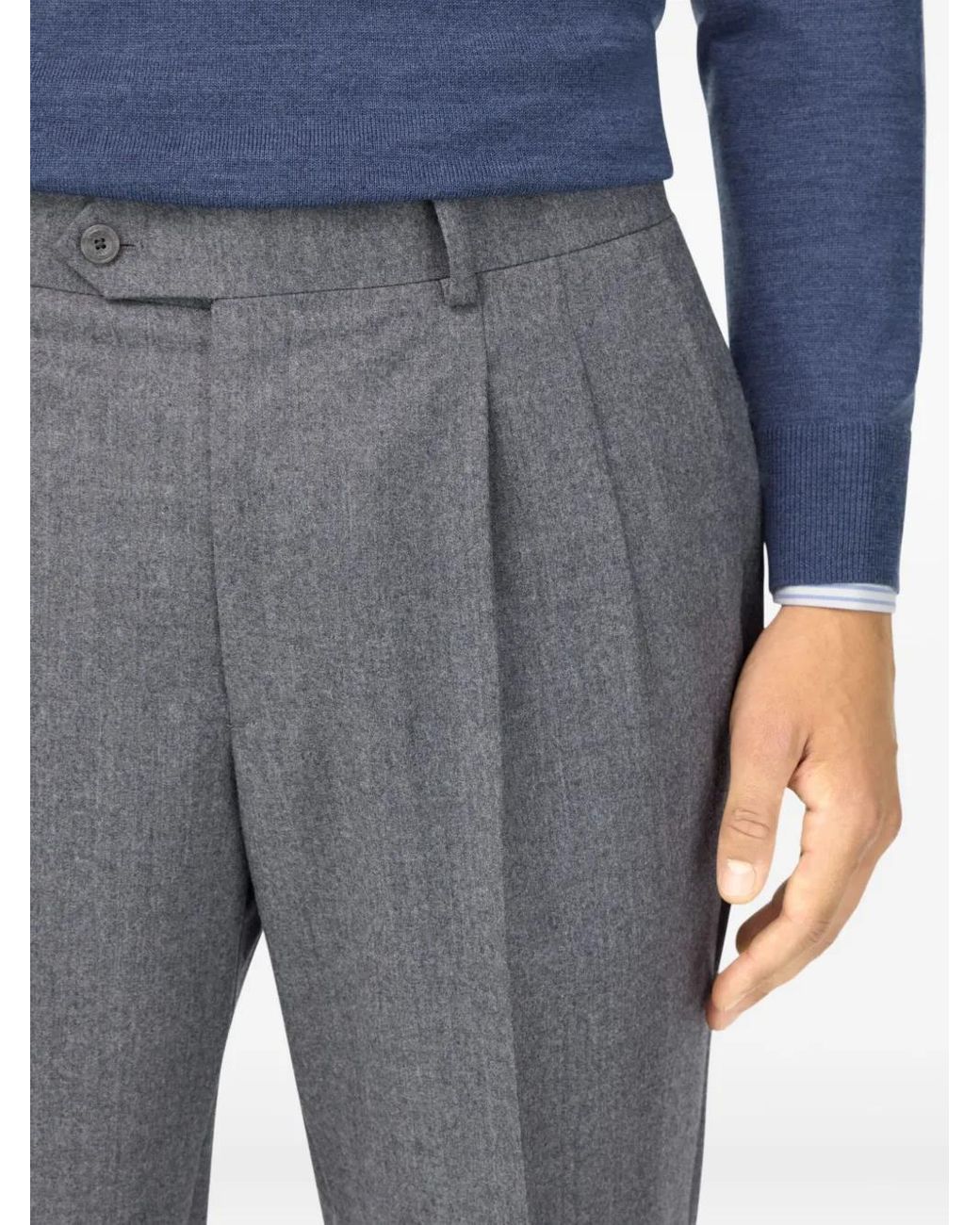 Boggi Gray Mélange-Effect Wool Trousers for men