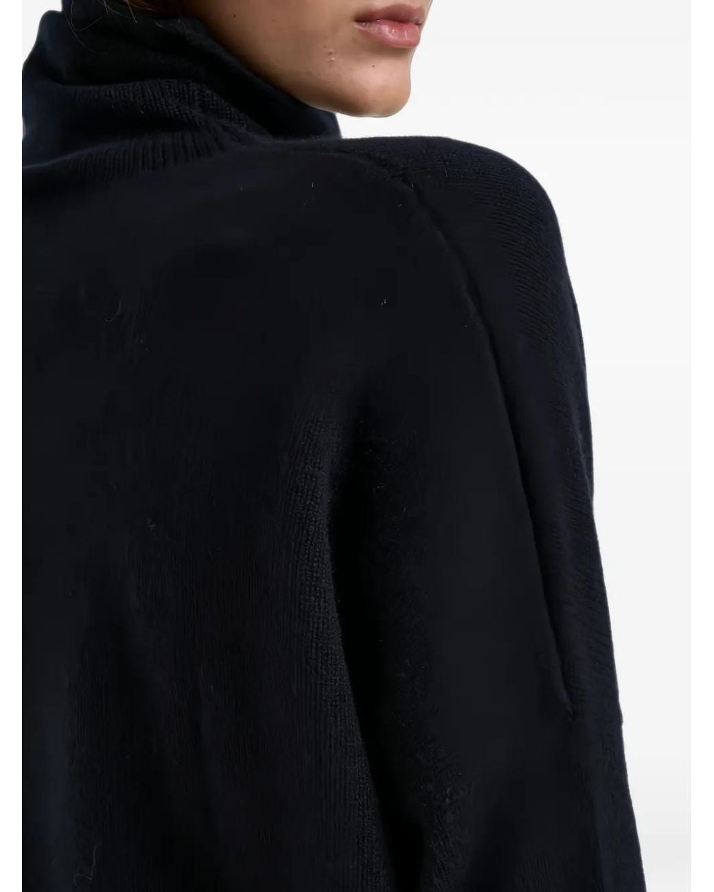 Kujten Black Tila Roll-Neck Drop-Shoulder Sweater