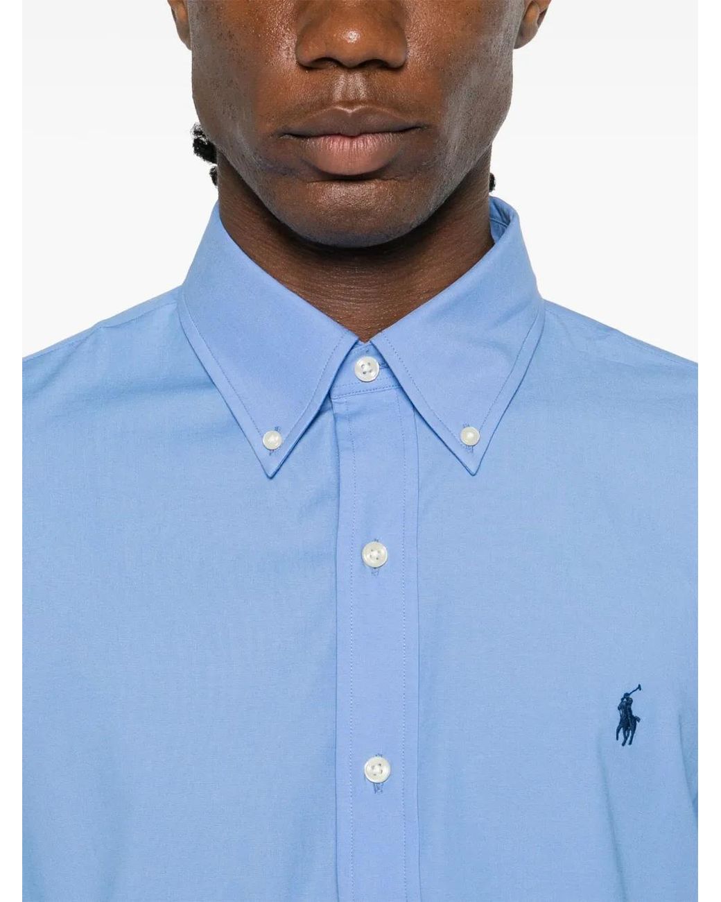 Polo Ralph Lauren Blue Polo Pony-Embroidered Poplin Shirt for men