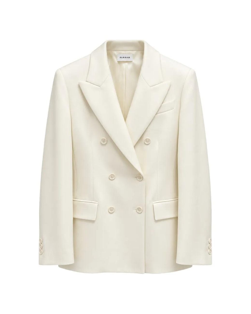 P.A.R.O.S.H. White Double-Breasted Peak-Lapels Jacket