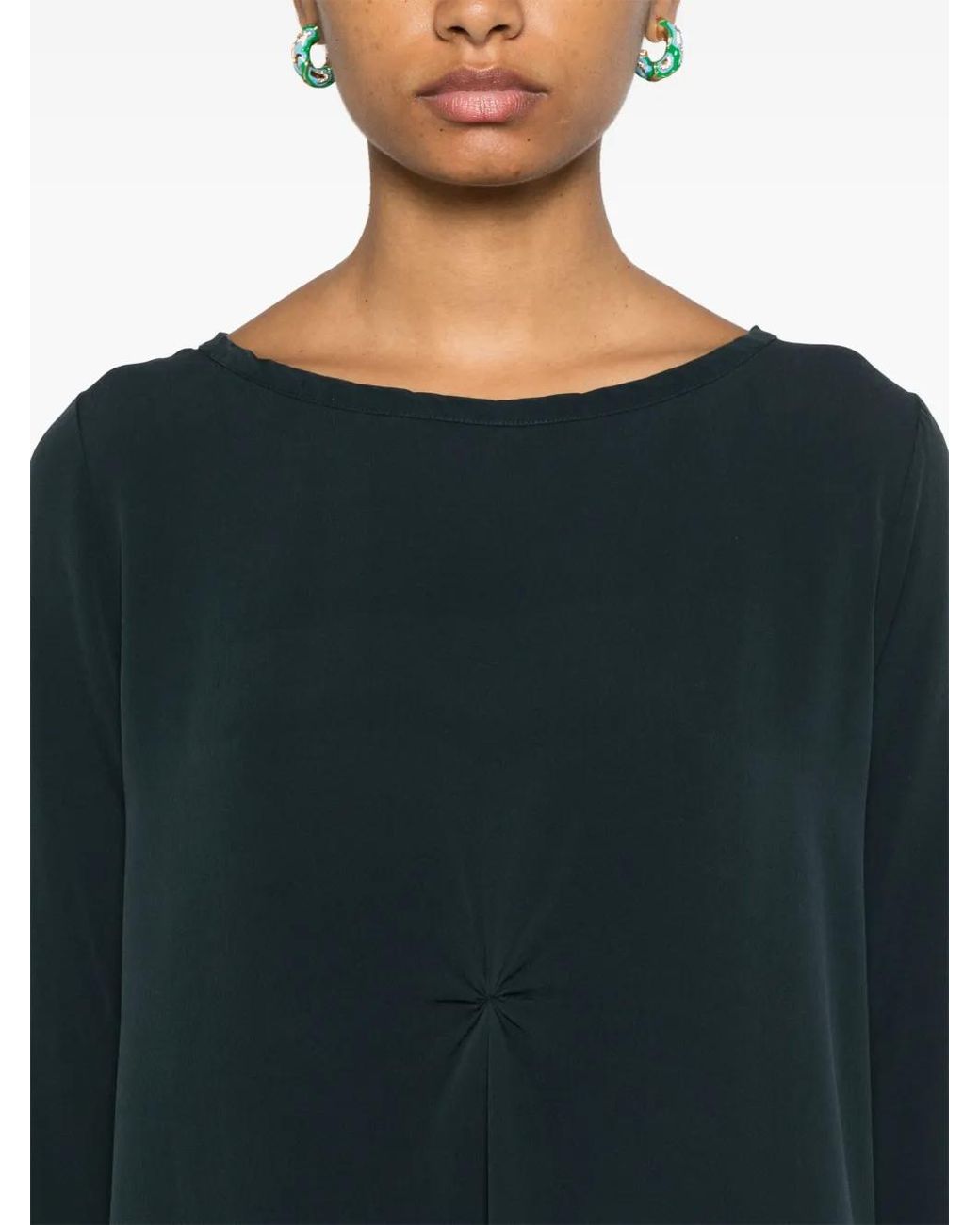 Private 0204 Black Ruched-Detail Midi Dress