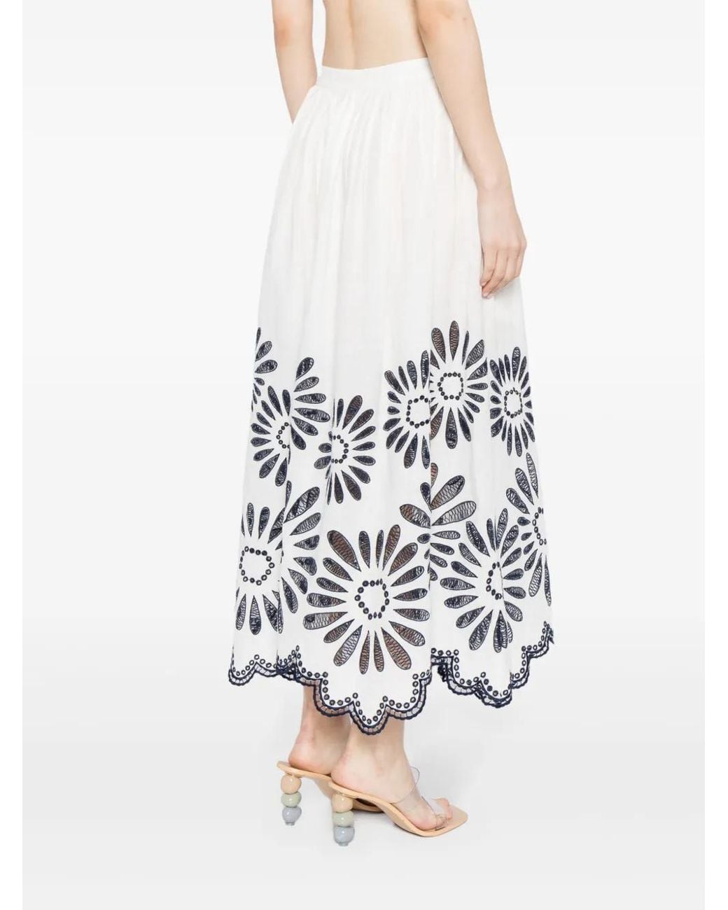 Ulla Johnson White Annisa Broderie-Anglaise Midi Skirt