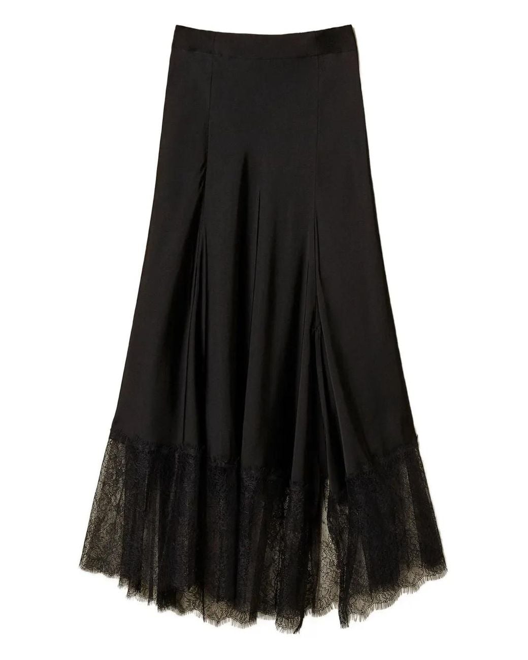 Twinset Black Lace-Trimmed Maxi Skirt