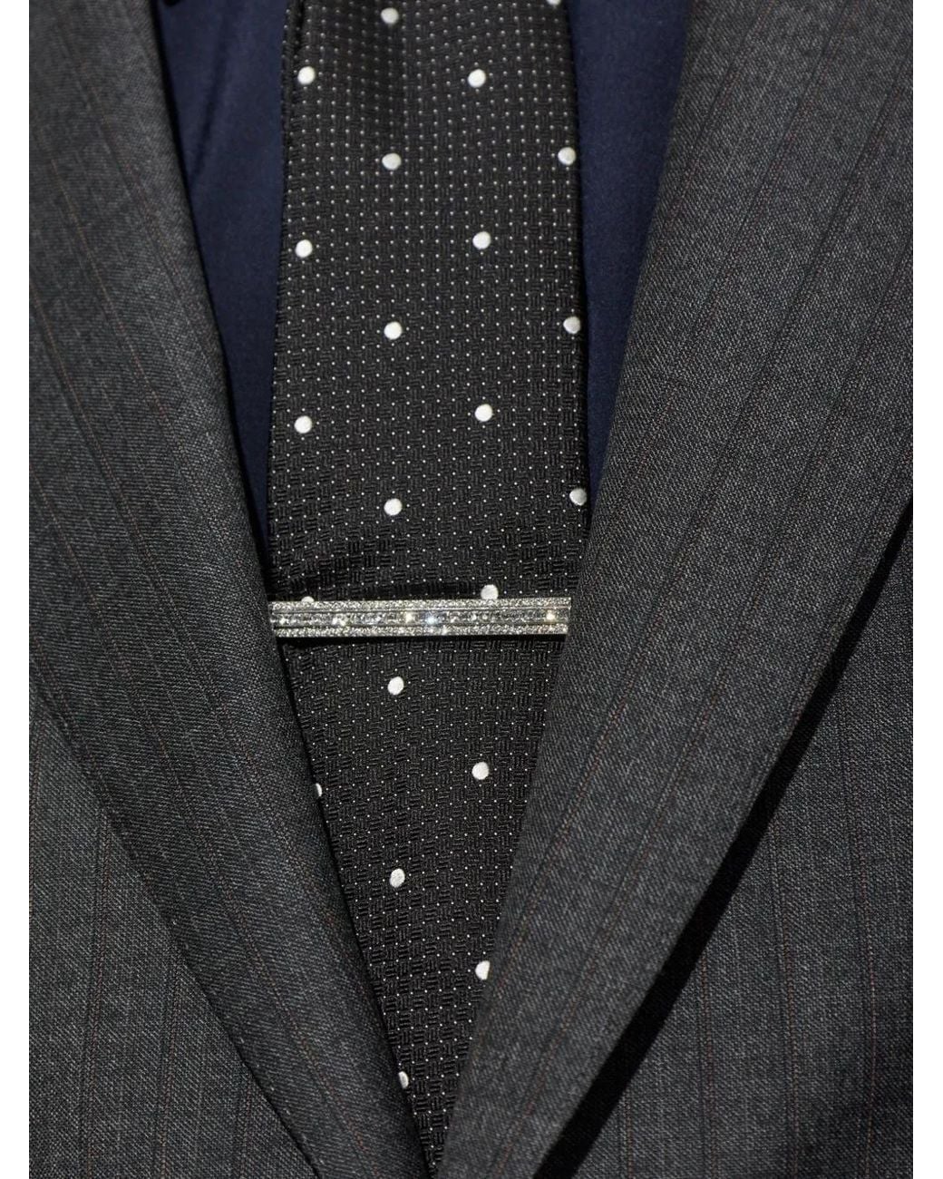 Dolce & Gabbana White Pince À Cravate À Ornements De Cristaux Et Maillons for men