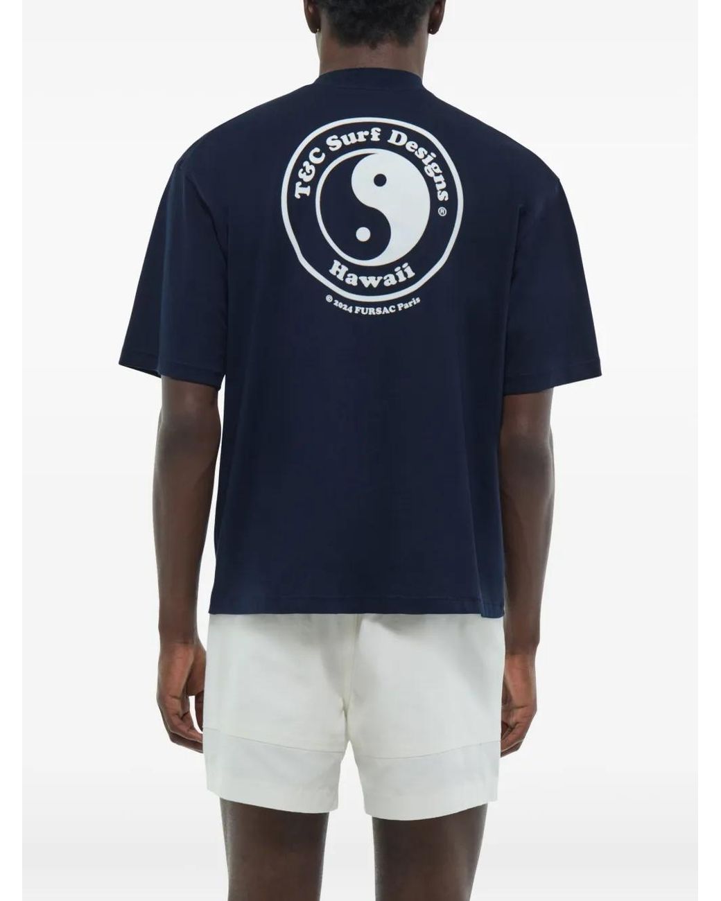 Fursac Blue Flocked-Motif T-Shirt for men