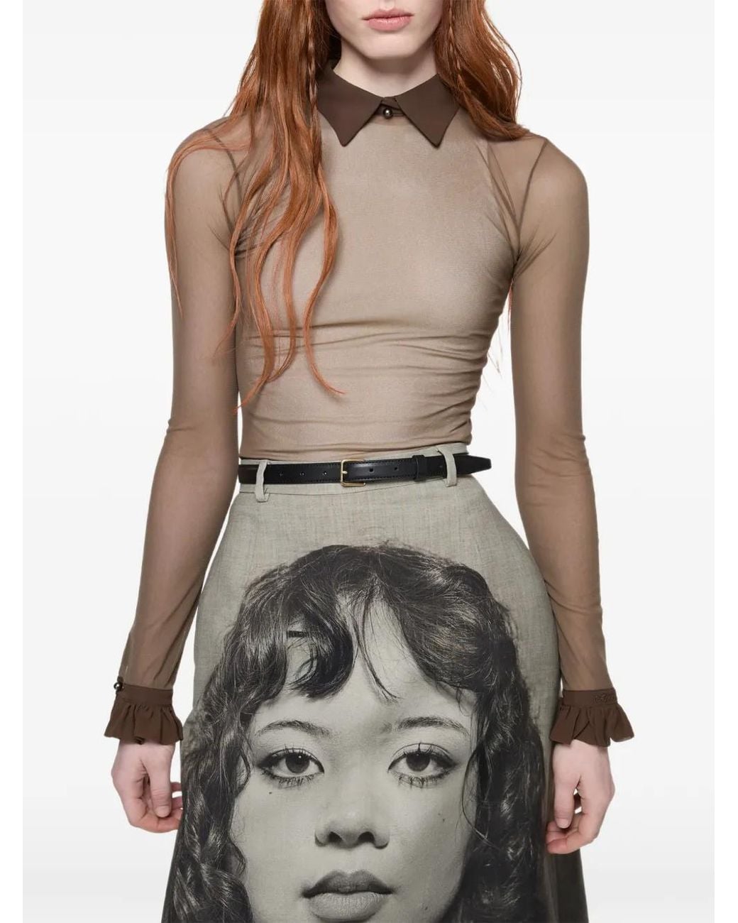 Acne Brown Sheer Nylon Shirt