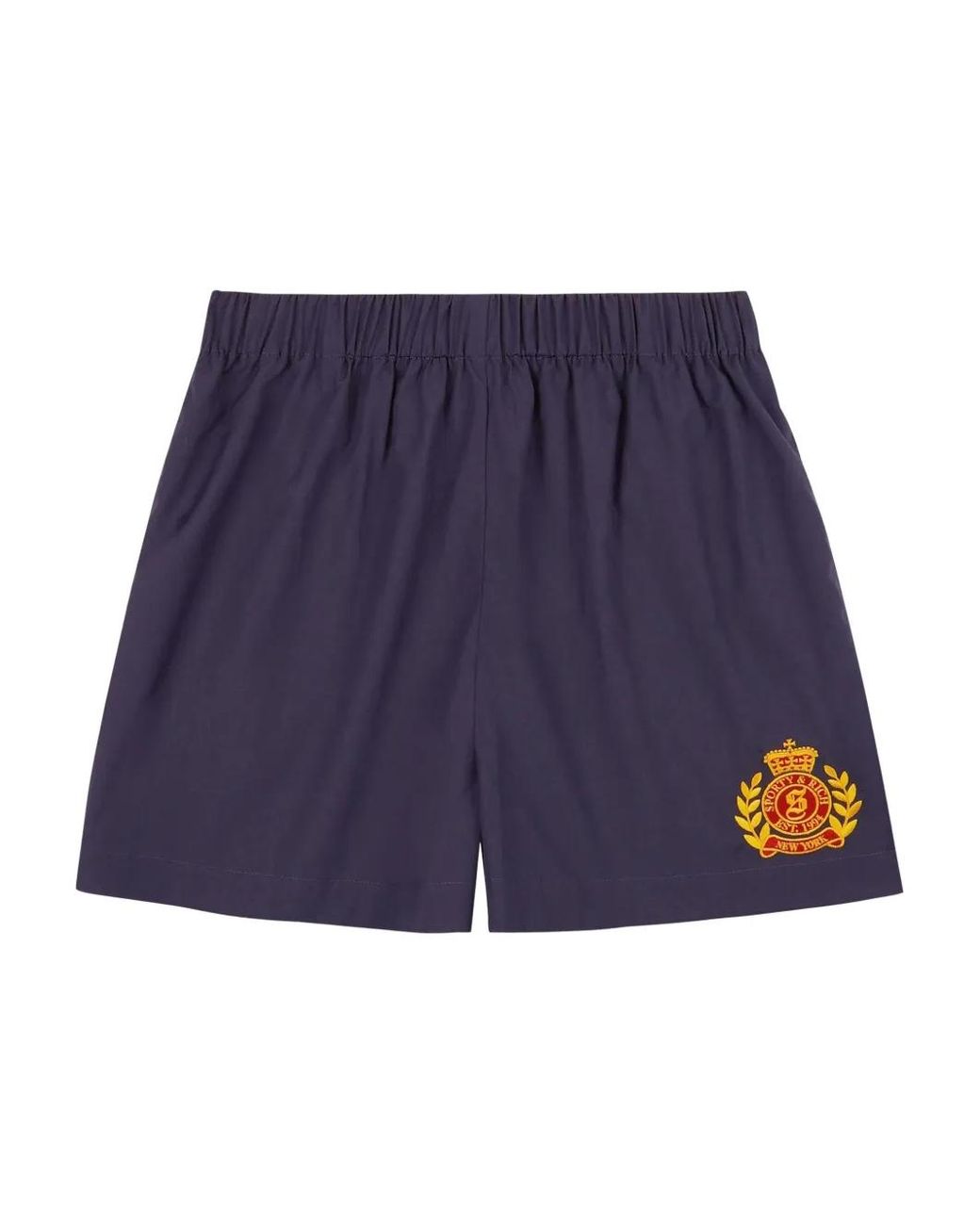 Sporty & Rich Blue Logo-Embroidered Shorts