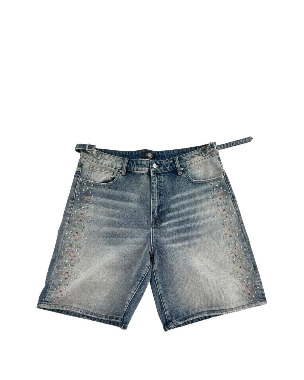 HMDD Blue H-Star Crystal-Embellished Denim Shorts for men