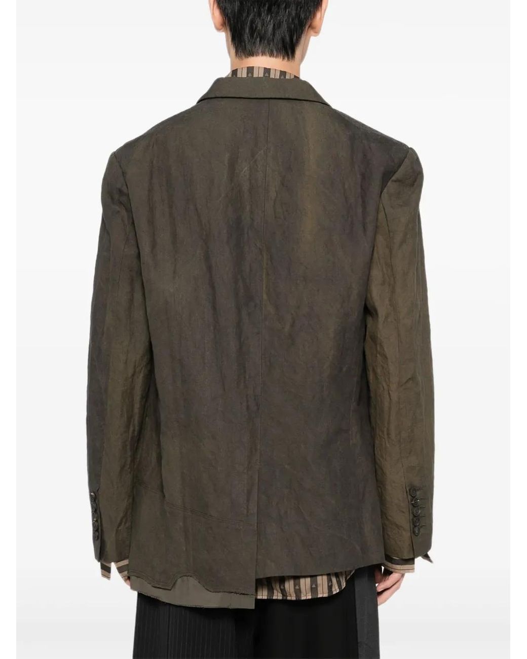 Ziggy Chen Green Distressed Dyed Blazer for men