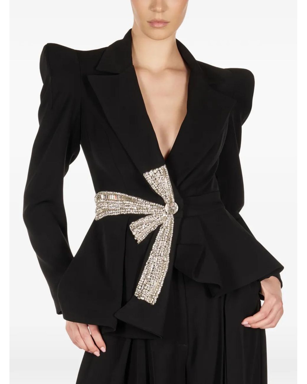 ARAFTU Black Bow Peplum All