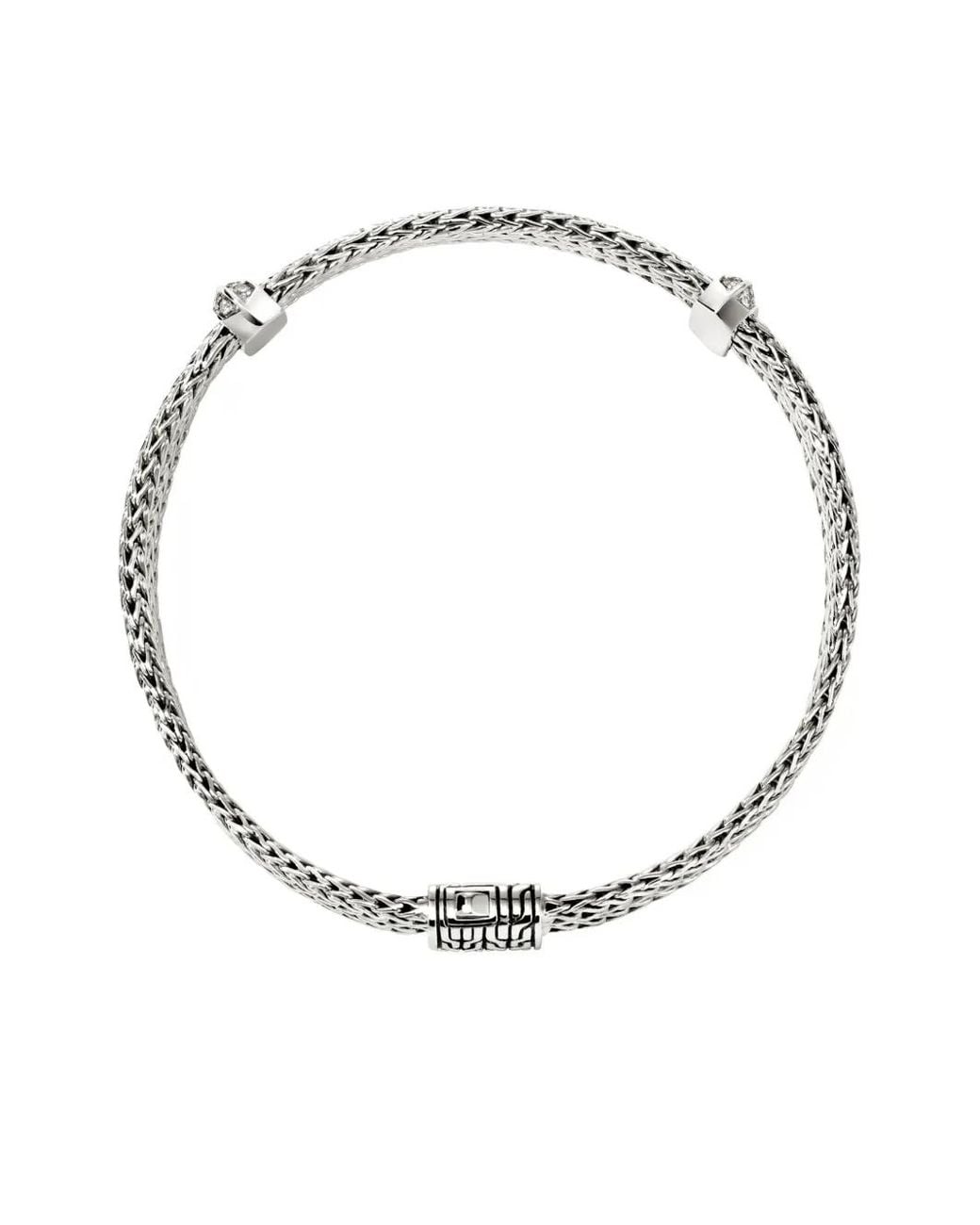 John Hardy White Sterling Icon Link Diamond Bracelet