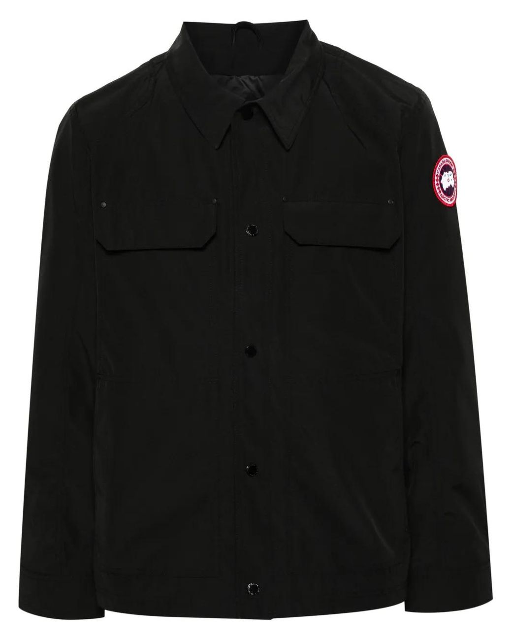 Canada Goose Black Polyester-Cotton Snap-Front Coat for men