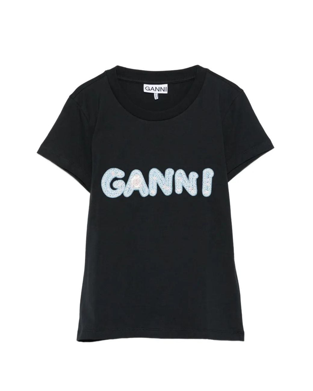Ganni Black Logo Cotton T-Shirt