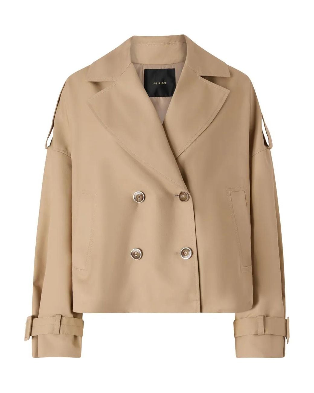 Pinko Natural Triscia Cropped Double-Breasted Jacket