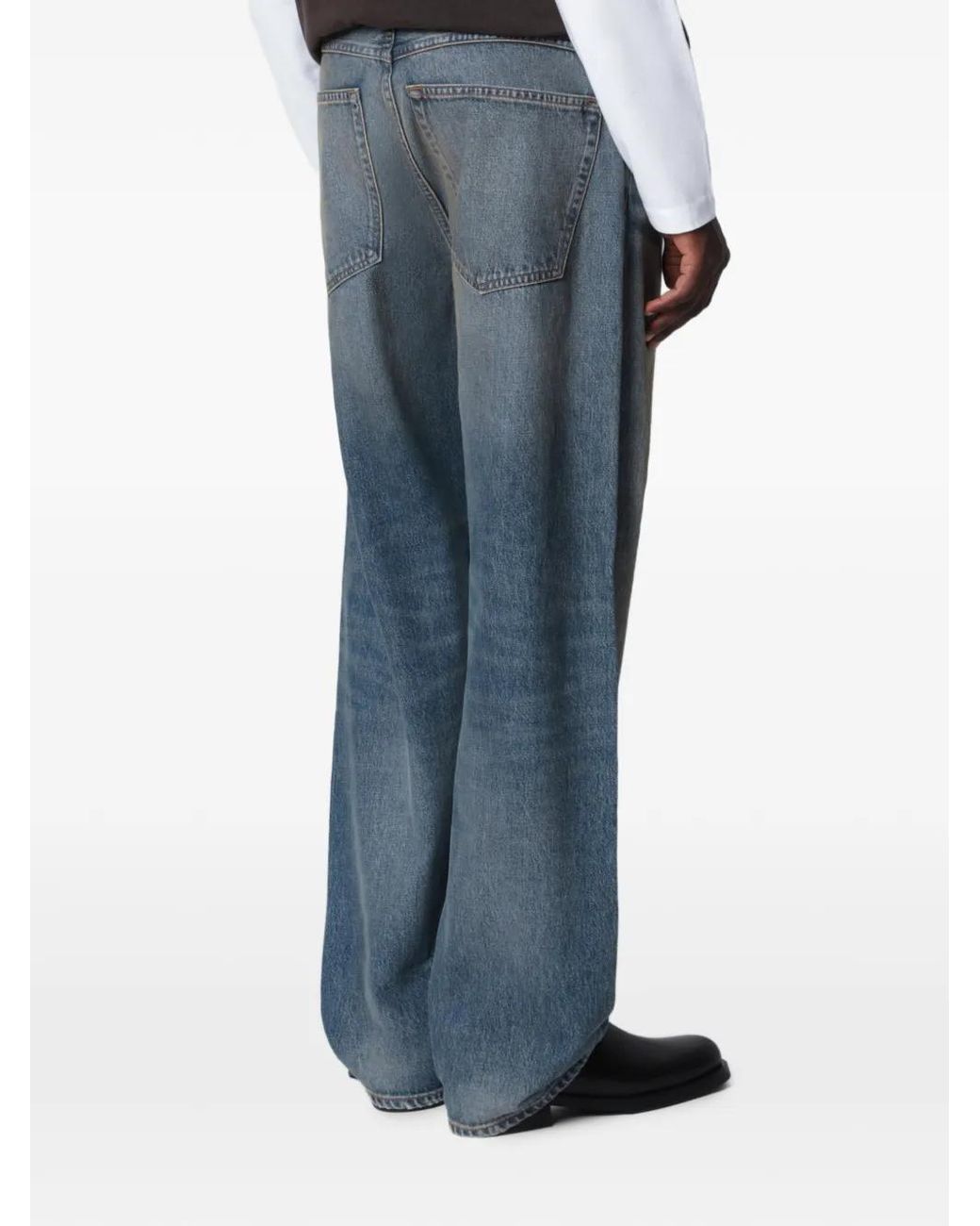 Agolde Blue Faded Whiskered Loose-Fit Jeans for men