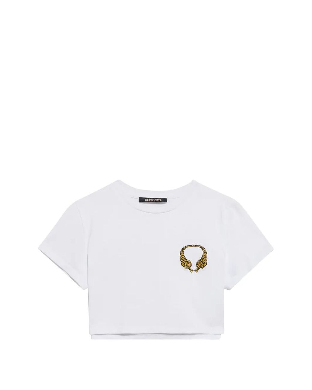 Roberto Cavalli White Cropped T-Shirt