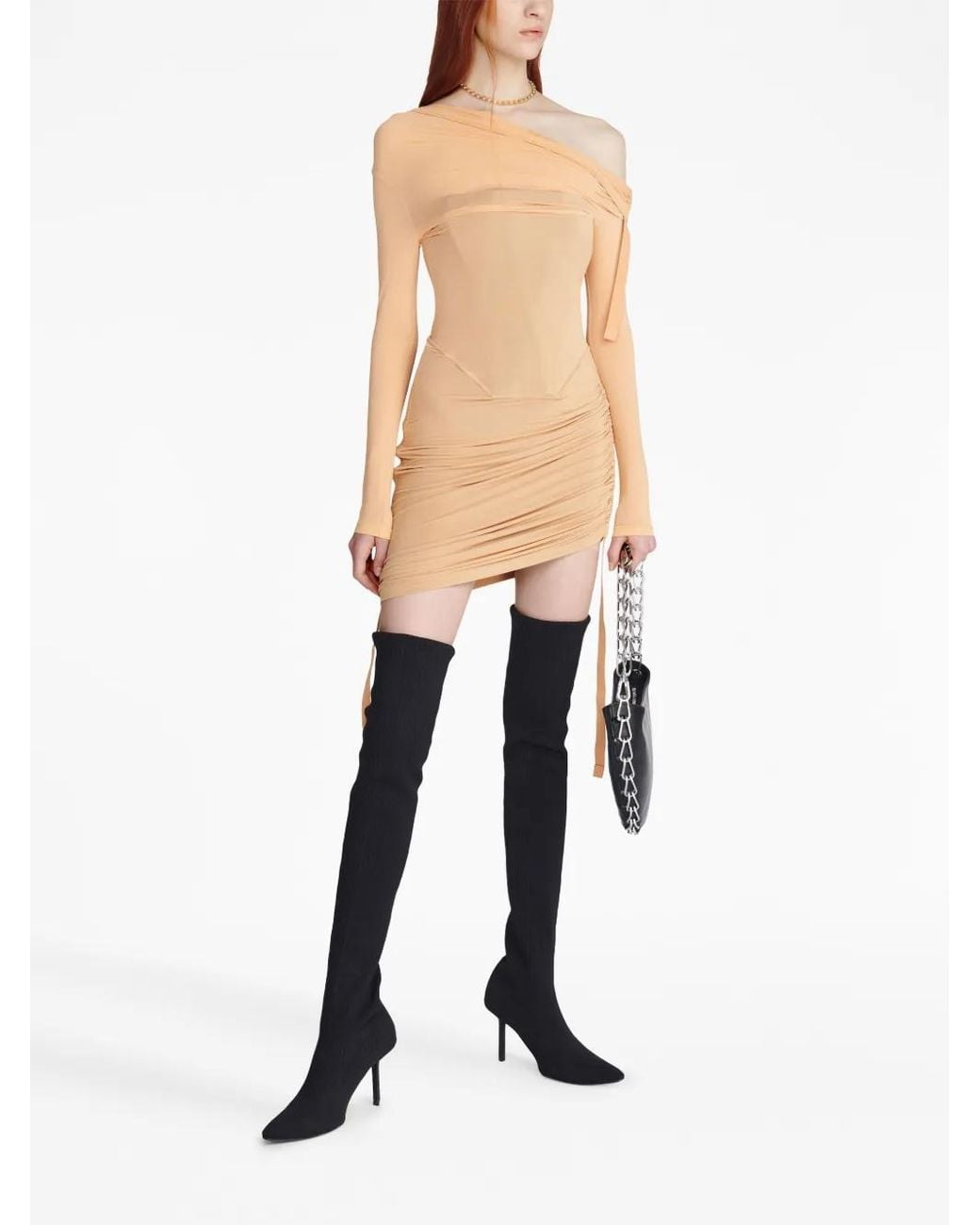 Dion Lee Natural Off-Shoulder Gathered Minidress