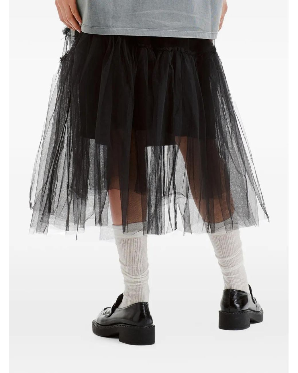 B+ AB Black Ruffled Full Midi Skirt